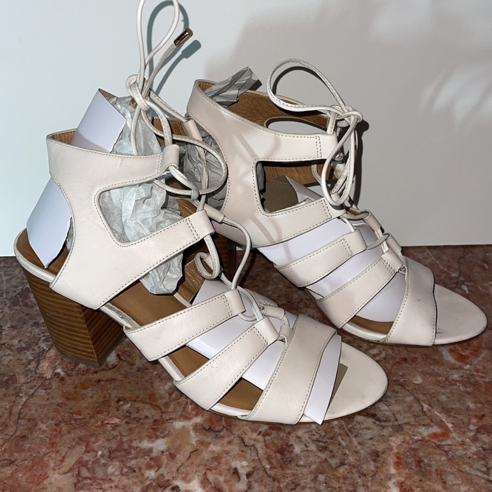 Coach • Larissa Lace-Up City Sandal gladiator cage heeled Chalk blush beige zs 9 - Picture 6 of 15